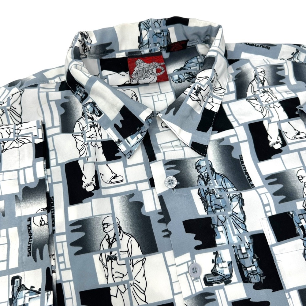 SOUTHPOLE Vintage 90s‎ Y2K AOP All Over Print Oversized Hip Hop Shirt Size Large
